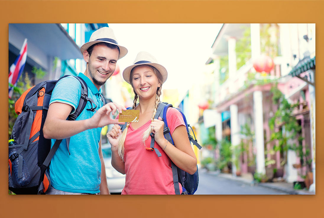 Touristen in einer Stadt 