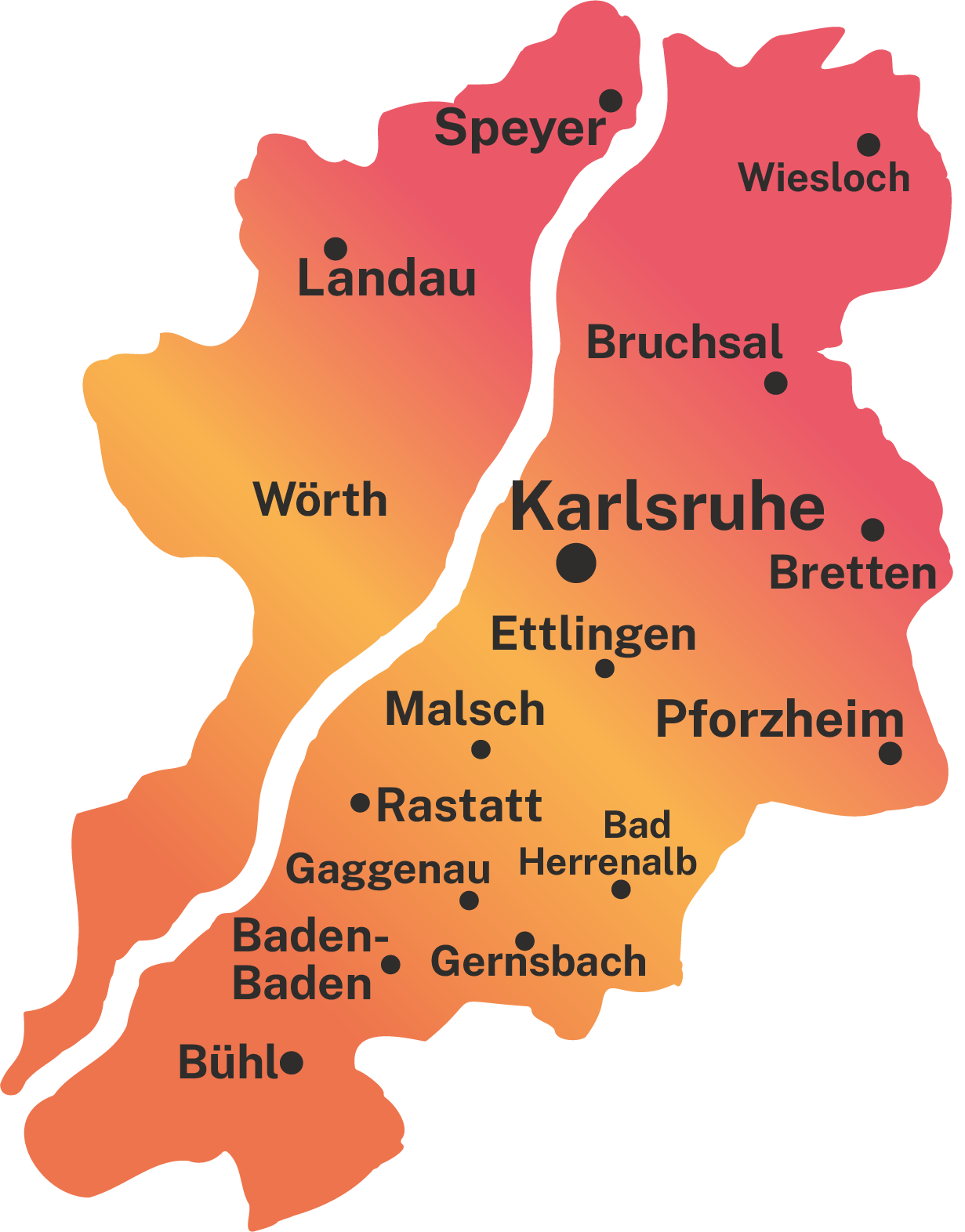 Regionen-Karte für Citygutschein Karlsruhe